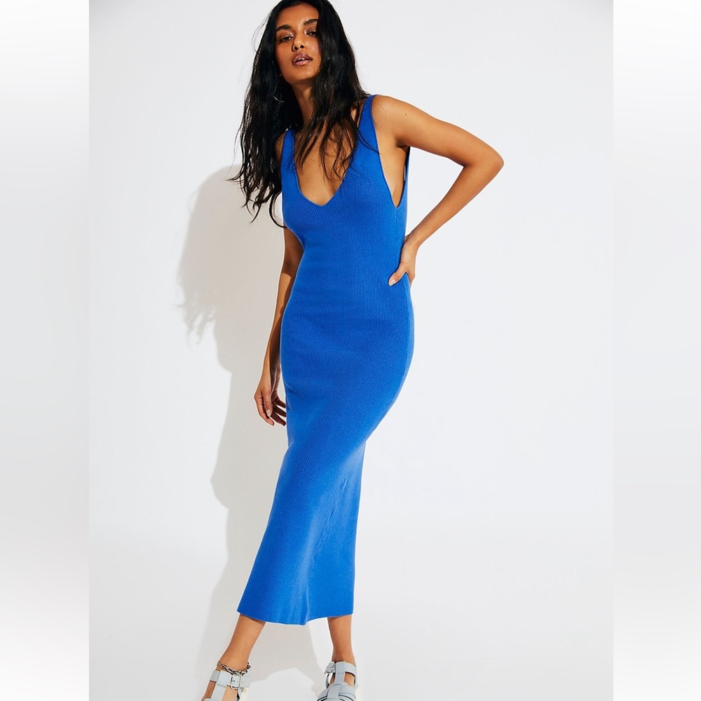 Free people Daniela Low-back Sweater midi dress color Mazarine Size XS